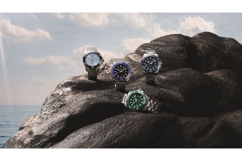 Relógios Longines HydroConquest em diferentes cores num cenário natural