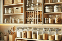 Cozinha organizada com utensílios e truques para otimizar o espaço e facilitar o dia a dia