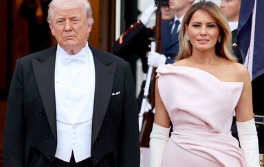 Melania e Donald Trump no banquete de recepção ao rei Carlos III e Camilla na Casa Branca