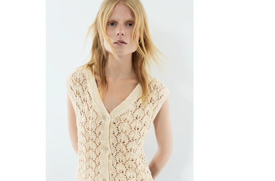 Top de malha rendilhada