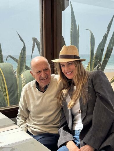 Luís Figo e o pai,  António Caeiro Figo, Helen Svedin