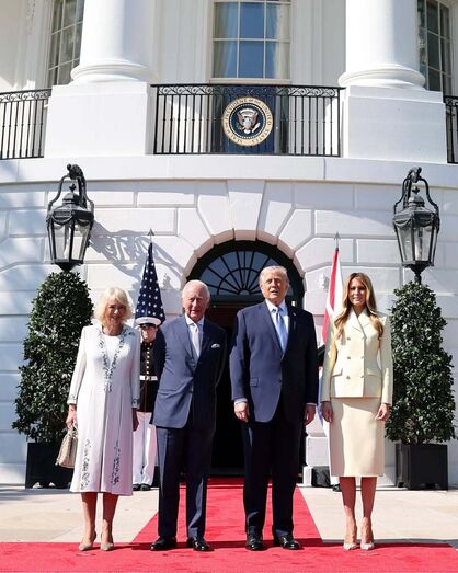 Carlos e Camilla com Donald Trump e Melania Trump nos EUA