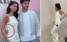 O desconforto de Kika Cerqueira Gomes com o vestido na festa da Givenchy ao lado do namorado