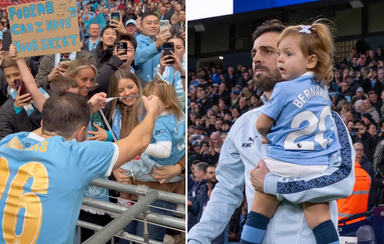 Bernardo Silva e a filha conquistam adeptos com um gesto no relvado