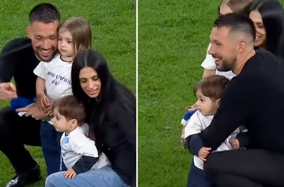 Francesco Farioli celebra título com família no relvado do Dragão