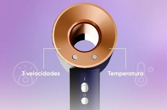 Secador com três velocidades e controlo de temperatura