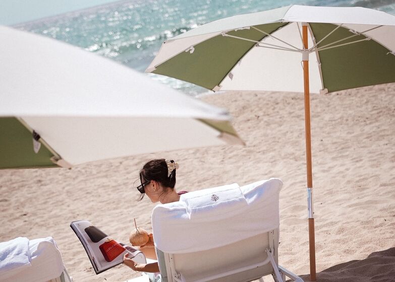 A praia privativa do hotel