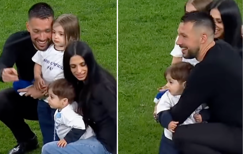 Francesco Farioli celebra título com família no relvado do Dragão