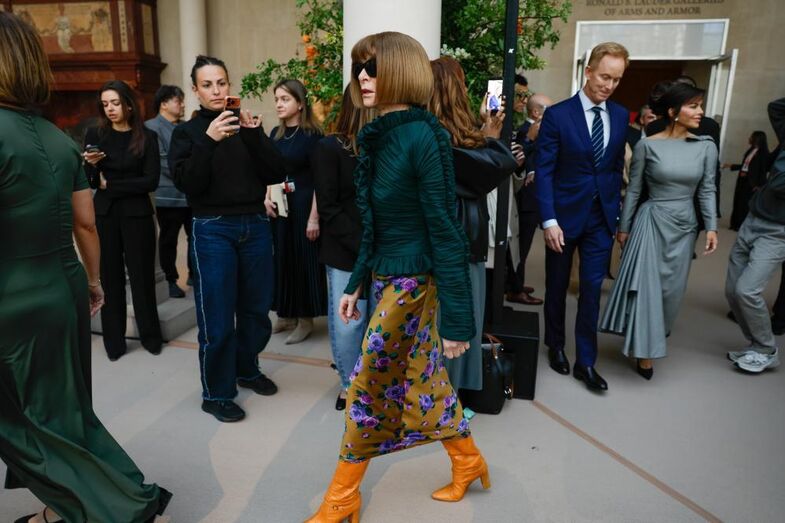 Anna Wintour na apresentação da Met Gala em Nova Iorque