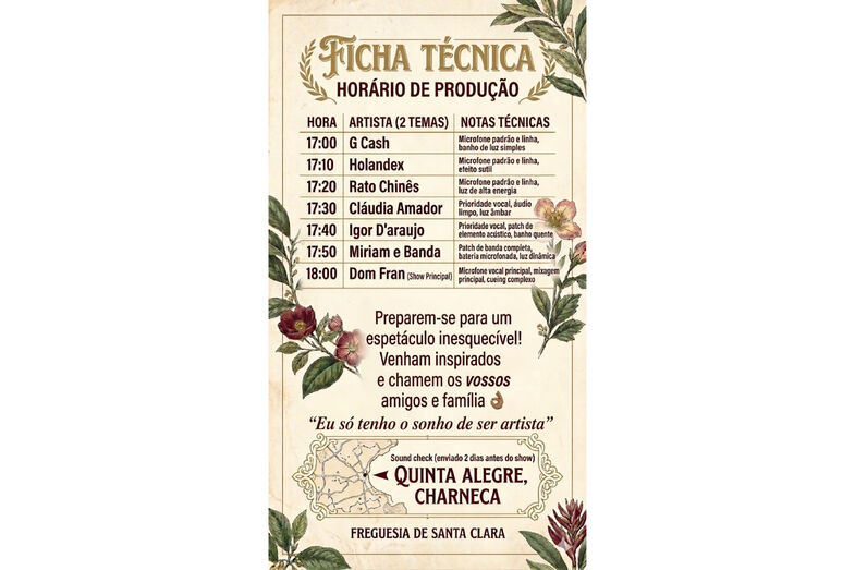 Don Fran e outros artistas atuam na Quinta Alegre, Charneca, a 23 de maio
