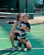 Katarina Larsson com o filho