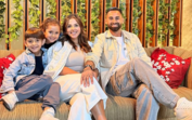 Lucas Trejo com a mulher e os filhos 