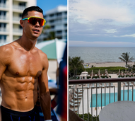 Cristiano Ronaldo mostra-se no hotel Four Seasons em Palm Beach