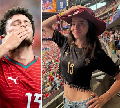 Tão orgulhosa! No estádio em Houston, Madalena Aragão vibra com o golo de João Neves e abraça o craque após o jogo