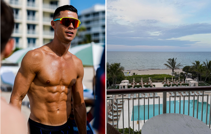 Cristiano Ronaldo mostra-se no hotel Four Seasons em Palm Beach