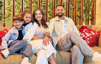 Lucas Trejo com a mulher e os filhos 