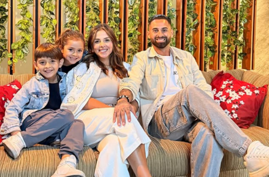 Lucas Trejo com a mulher e os filhos 