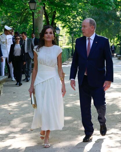 Reis de Espanha recebem Alberto e Charlene na Zarzuela, em Madrid