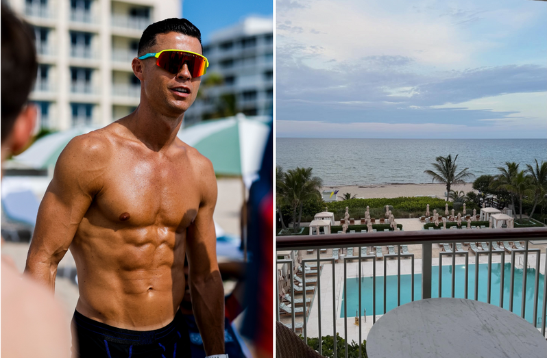 Cristiano Ronaldo mostra-se no hotel Four Seasons em Palm Beach