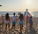 Georgina com os filhos no Guincho