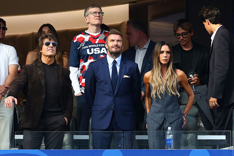 Tom Cruise com David e Victoria Beckham no Mundial 2026