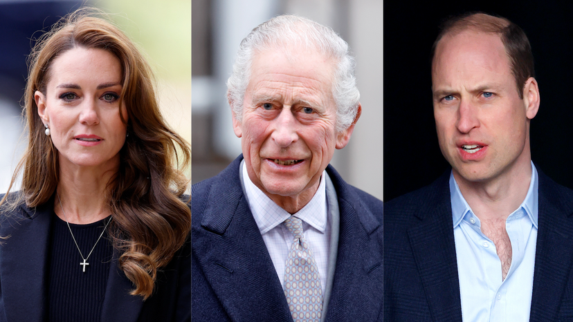 Kate Middleton, rei Carlos e príncipe William
