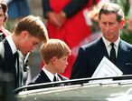 Harry e William com Carlos no funeral