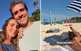 O que se passa na 'praia dos ricos'? Influenciadora Rebeca Caldeira e o marido envolvem-se em discussão por causa de chapéus de sol "a marcar lugar"