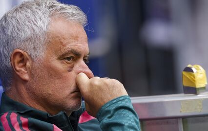 Real Madrid's head coach Jose Mourinho looks on ahead of
