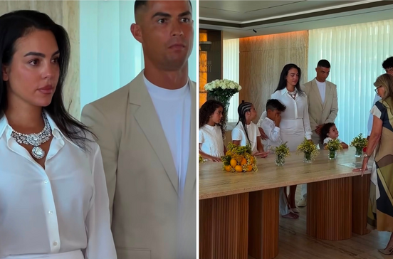 Cristiano Ronaldo e Georgina Rodríguez com os filhos em Fátima