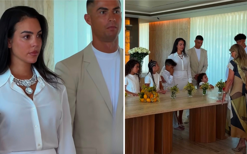 Cristiano Ronaldo e Georgina Rodríguez com os filhos em Fátima