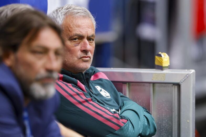 Real Madrid's head coach Jose Mourinho looks on ahead of