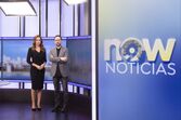 A jornalista do Now Janete Frazão e o comentador Ireneu Teixeira no estúdio