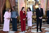 Spain's King Felipe VI (3-L), Queen Letizia (2-R), Crown Princess