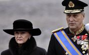 King Harald and Queen Sonja from Norway attend the funeral