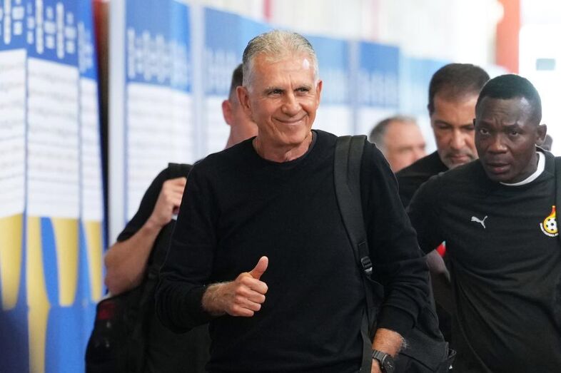 FILE - Ghana head coach Carlos Queiroz arrives before the